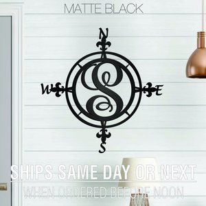 Steel Nautical Star Monogram 16" Matt Black